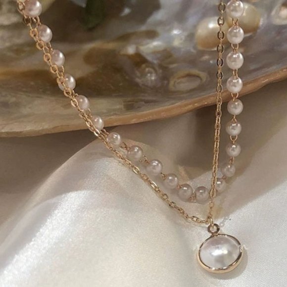 NEW Double Layered Bead Link Chain Faux Pearl Charm Pendant Bracelets Jewelry - Picture 5 of 10